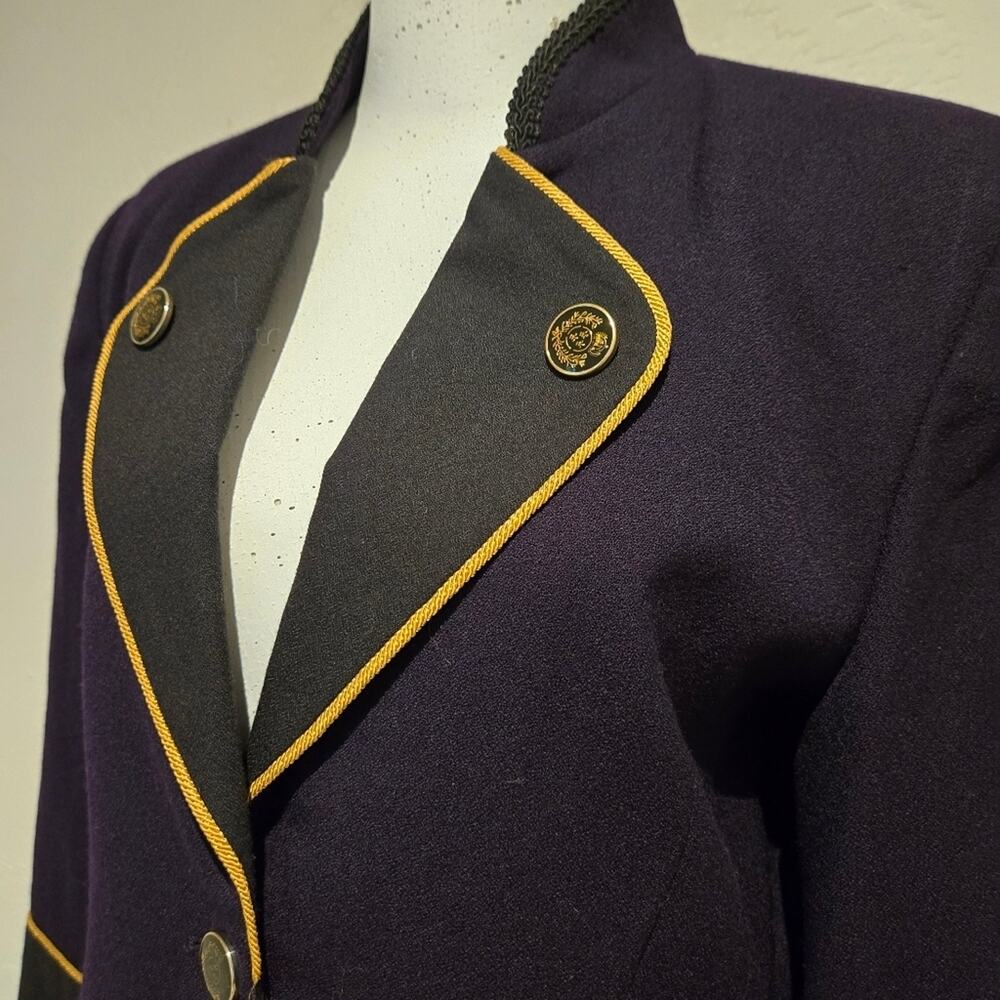 Vtg 80s 90s Equator Military Hussar Jacket Wool Purple Gold S Indie Sleaze - Picture 6 of 12